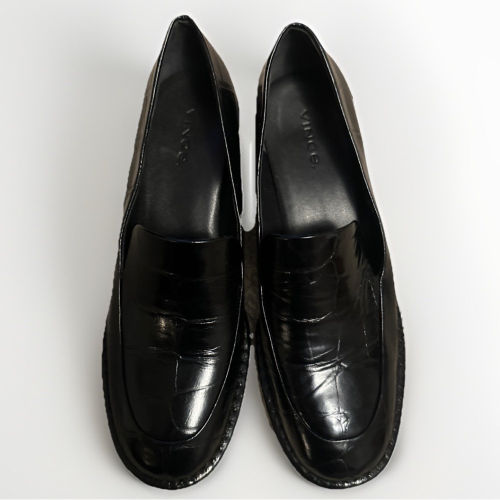 Vince. Women’s  Black Leather Vero Cuoio Slip On Loafers Old Money Preppy Size 7 - Picture 4 of 10